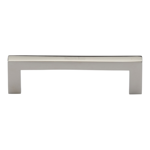 C0339 96-PNF • 096 x 106 x 30mm • Polished Nickel • Heritage Brass City Cabinet Pull Handle